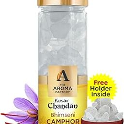 The Aroma Factory Pure Bhimseni Camphor, Kesar Chandan, Zero Residue Kapoor with Fragrance for Pooja, Aarti Kapur | Bottle Pack of 1 x 80gm-image-46