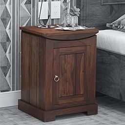 PIPERCRAFTS Solid Sheesham Wood Bedside Table for Bedroom Wooden Side End Table with 1 Shutter Door & 2 Shelf Storage Drawers Bed Side Cabinet for Living Room Teak Brown Finish-image-74