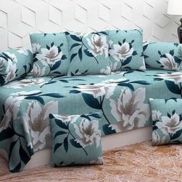 Floral 240 TC Microfiber Bedsheet Set with 5 Cushions Covers, 2 Bolster Covers, 8 Pieces, Single Size (Multicolor). (Multicolor_03)-image-62