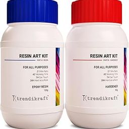 TRENDIKRAFT 2:1 Crystal Clear Epoxy Resin Art Kit with Liquid Hardener Raisins Art & Craft Material For Beginners Artists DIY Activities with High Gloss, Odour Free, Bubble Free Smooth Rasin,150 gms-20