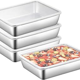 MyLifeUnit Stainless Steel Rectangle Food Storage Box Container- Leak Plastic Lid Dishwasher Safe - Plastic Free -Clear Lid, Vegetable Plate With Lid (3)-image-43