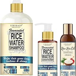 UNISAIF Organics Fermented Rice Water Hair Combo | Shampoo 300ml, Oil 100ml & Conditioner 100ml | For Growth & Shine-10