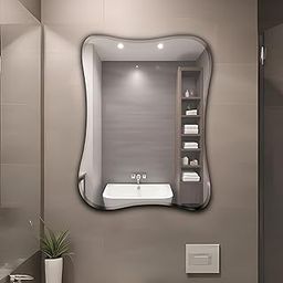 Germa Sanitarywares Amoeba Shape Designer Wall Mounted Frameless Mirror with Beveled Edges/Wall Mirror for Bathroom/Living Room/Bed Room/Dressing Room – 18x24inch-image-4