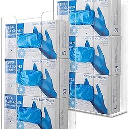 Stock Your Home Triple Acrylic Gloves Dispenser (2 Pack) Tissue Box Shelf, Glove Holder Wall Mount, for Kitchen, Cleaning Closet, Lab, Exam, Office-29