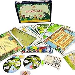 KID WINGS Animal Box Learning Kit for Children, Age 2-5 Years, Educational Activity Game Set with Cards and Colours-image-117