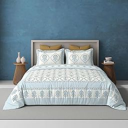 SHREE AARCHIE King Size Pure Cotton Double Bed Sheet with Pillow Covers | 300 Thread Count, Pure 100% Cotton with Hand Block Print-0