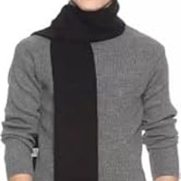 Men's Acrylic Solid Casual Winter Wear Knitted Premium Muffler Black, One Size-image-2