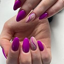 FWS Artificial fake Press On Nails Art Set (Set Of 20) Reusable Nails Extension,BridalNails,Stick-On Nails,Manicure Art Set, AcrylicNails,False Nails,DesignerNails | Nail Glue, Nail file, cuticle pusher, cleaning wipe | Glossy Dark Pink Swirls Shape Stiletto-17