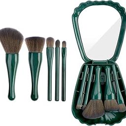 Kamini Enterprise Makeup Brushes 5pcs Mini Makeup Kit, Travel Set, Foundation Brush Eyeshadow Brush Make up Brushes Set, Travel Portable Cosmetic Brushes Kit with Mirror (1ps/Dark Green)-image-51