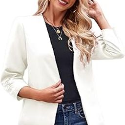 Blazers for Women 3/4 Sleeve Dressy Business Work Casual Suit Blazer Jackets Open Front Cardigan-image-16