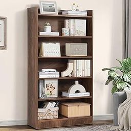 ABOUT SPACE Bookshelf for Home - 6 Tier Book Rack for Study Room | Open Book Shelf for Office, Library, Bedroom, Living Room - Engineered Wood Display Shelf (Walnut - L 71 x B 24.5 x H 137.5 cm)-62