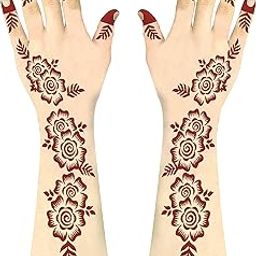 CareOne Gallery Arabic Design Mehandi Art Stickers Set of - 1 Piece For Both Hands With Instant Henna Cone | Henna Temporary Tattoo Stencils for Women, Girls and Kids | CareOne Design 06-15