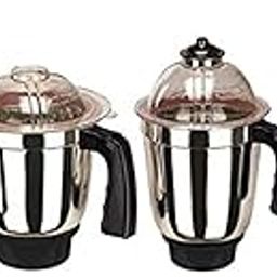 Set of 4 Mixer Jar 3 Stainless Steel and 1 Juicer Jar Milkshake jar (Chutney, Dry Grinding jar , Liquid Blending and Milkshake Jar)|Standard Mixer Jar|Mixer Grinder Steel jar with lid, MA(Steel Black)-picture-15