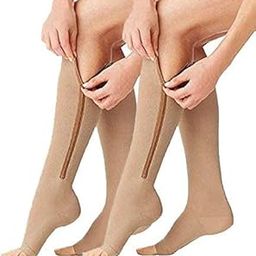 Galaitik Zipper Medical Compression Socks Stockings with Open Toe Calf Support Best Stocking for Edema, Swollen, Nurses, Pregnancy, Recovery Leg Knee High Sports Length, Better Blood Circulation-20
