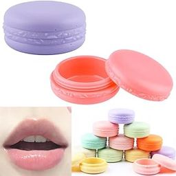 2Pc 10G Cute Macaron Cookie Shape Plastic Refillable Empty Lip Balm Containers, Multicolor-26