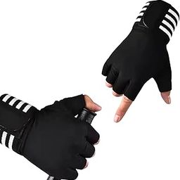 HHADEK Gym Gloves for Men and Women, Weightlifting Gloves with Padded Palm, Fingerless Design for Maximum Grip, Bodybuilding & Fitness Training, Wrist Support Straps for Injury Prevention (White, XL)-image-60