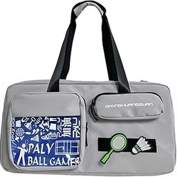 ILSMYSUTRA® Badminton Bag Portable Travel Bag Sports Equipment Bag for Badminton Rackets Gray-image-36
