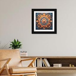 DEKORSTATION Bright Multicolor Floral Mandala Wall Decor Art Print/Painting/Poster with Black Frame for Living Room, Bedroom, Office, Home Decoration Size: 12 X 12 Inch-image-44