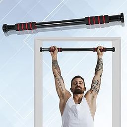Quick Fit Pull-Up Bar for home Workout No Srews Door way Chin up bar | Strength Gainer for Men and Women | Wall Mounted Strong Wearing Capacity for Fitness (black & red)-image-9