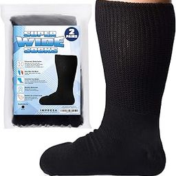 2 Pairs of Extra Extra Wide Socks for Lymphedema - Bariatric Sock - Oversized Sock Stretches up to 30'' Over Calf for Swollen Feet and Mens and Womens Legs - One Size Unisex-38