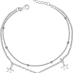 Amazon Brand - Nora Nico 925 Sterling Silver Double Layered Anklets for Women | BIS Hallmarked Adjustable Beaded Anklet Gifts for Women and Girls-image-3