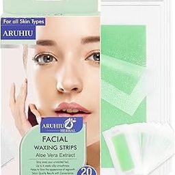 ARUHIU Wax Strip Hair Remover Waxing Combo Professional Waxing Strips Kit for Normal Skin, 20 Strips + 2 wipes Gel Wax Hair Removal For Women | Up To 35 Days Of Smoothness | No Wax Heater Or No Beans NO Required) (Wax, Strip Face)-13