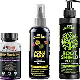 GROWFITZ HAIR Care, Regrowth Combo Pack | 2 Hair Revive+ Tablets + 1 Herbal Anti-Hairfall Shampoo & 1 Conditioner + Ayurvedic Hair Serum Spray | Controls Hair Fall, Boosts Volume, Nourishes Roots | Unisex-image-30