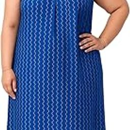 Plus Size Rayon Fabric Sleeveless Nighty for Women,Girl - Sapphire Blue Color-image-2