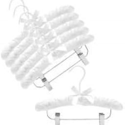 Children's Satin Padded Nursery Hanger with Clips (Set of 6) Color: White-image-14