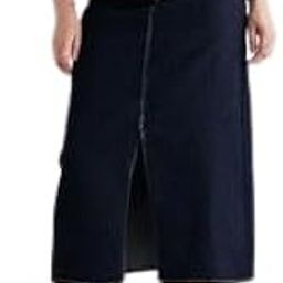 Trendy Navy Blue Straight Maxi Denim Skirt for Women – Buttoned Front & Zip Closure-image-64