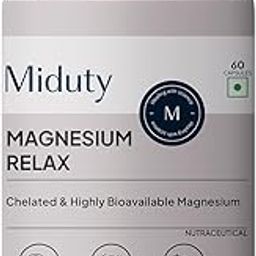 Miduty Magnesium Relax Supplement 1000mg -100% Chelated - High Absorption Magnesium Bis glycinate with Vitamin B6 and Oxide | Helps in Muscle Recovery, Cramp, Migraine & Good Sleep | 60 Capsules-23