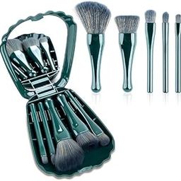 treqis Mini Makeup Brushes Kit | Multi-Functional Portable Shell Shape Cosmetic Brushes Set With Mirror | 5pc Make up Brushes Set For Travel Foundation Eyeshadow blush powder brush etc-3