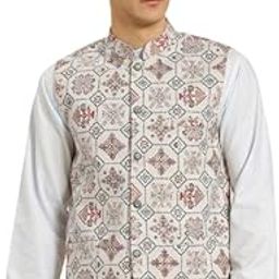 Sojana (Since 1958) Men's Cotton Linen Printed ONLY Nehru Jacket-image-24