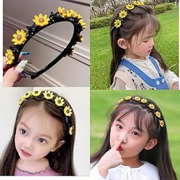 Sunflower Headband for Girls, Black Plastic Hair Band with Yellow Floral Decorations,New Styel Fashion Hair Pins,Girl Sweet Princess Hairstyle Hairpin DIY Hair Accessories-image-2
