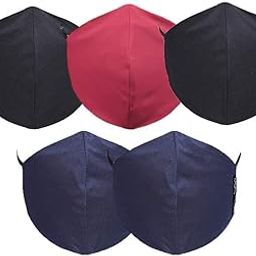 Muwin Cotton Polyester 4 Layer Reusable Washable Without Valve Face Cloth Mask (Pack of 5, Assorted II)-picture-24