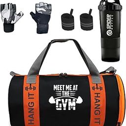 Gym Bag Combo for Men ll Gym Bag with Shoe Compartment and, Black Bottle, Black Wristband, Black Gloves ll Gym kit for Men and Women ll Gym Bag & Fitness Kit & Gym Bag Combo-63