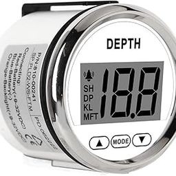 Depth Sounder 100M Max Digital Dash Depth Gauge with White Backlight SH, DP, KL, UN Function for Yacht Fishing Boats DC 12V-image-85