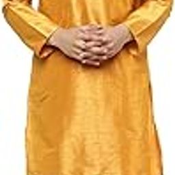 Men's Dupion Silk Embroidered Kurta Pajama Mandarin Collar Ethnic Motifs Festive Party Dress-picture-11