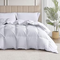 MARTHA STEWART 100% Cotton White Goose Down and Feather Comfoter - All Season Warmth Duvet Insert with Corner Tabs - King Size-image-60