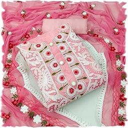 Women's Heavy Chanderi Cotton Embroidery Work Unstitched Salwar Suit Dress Material With Nazmin Work Dupatta (Free Size)-picture-18