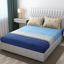 KIDS WONDERS Floral Print Bedding Set with Pink Pillowcases, Modern Bedroom Collection, White Base with Multi-Color Flowers in King Size (108 x 108 in) (Lining Blue)-image-7