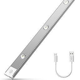 GITGRNTH Motion Sensor Under Cabinet Light, 40 cm,1200 mAh Battery, 3 Dimmable LED Color Modes (Warm/Neutral/Cool White), USB Rechargeable Closet Lamp Wireless Light (White -3 Color Stick-On, 40 CM)-98