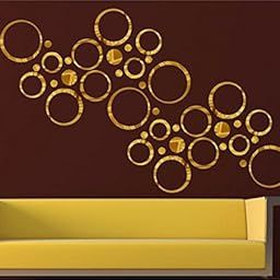 Wall1ders 40 Rings Seven Size Mirror Stickers for Wall, Acrylic Mirror Wall Decor Sticker, Wall Mirror Stickers, Acrylic Stickers, Wall Stickers for Hall Room, Bed Room, Kitchen. (Gold)-10