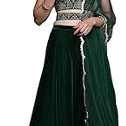Women's Embroidered Velvet Readymade Lehenga Set-29