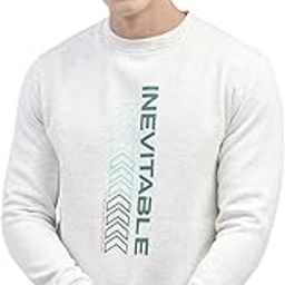 Men's White Printed Round Neck Sweatshirt-image-3