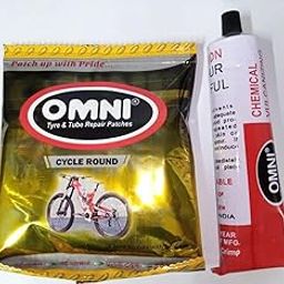 Omni Tyre & Tube Puncture Repair Patches (Cycle Round) 100 Pcs for Tubes Tyres Repairs with Omni Chemical Vulcanizing Fluid of 75ml.-10
