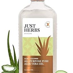 Just Herbs Multi Purpose Aloe + Cucumber, Pure Aloe Vera Gel for Skin and Hair 300 ml-11