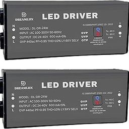 Dreamlux 24watt 600mA IP65 Led Driver With 4Kv Surge,OVP,UVP,OTP Protection for Street/Flood Light Repairing | BIS Approved | IP65 Waterproof - Color : Grey (24 Watt, Pack-2)-picture-14