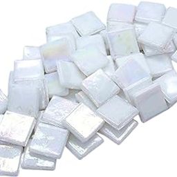 Sai Mosaic Art Coral Iridescent White HK033 Glass Mosaic 15x15mm Tiles 100 gm Pack-image-57