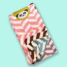 Home Centre Shop Kitchen Sharp Baby Wash Cloth Face Towel Handkerchief for Baby New Born/Infants/Toddlers-Assorted Colours (5) (Zig Zag)-image-4
